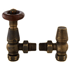 [BHRV201] Camden Angled Thermostatic Radiator Valve and Lockshield, Choice of Finish - Cutout
