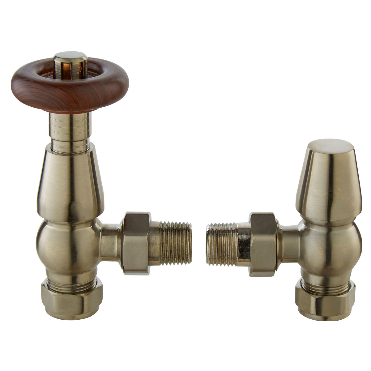 [BHRV203] Camden Angled Thermostatic Radiator Valve and Lockshield, Choice of Finish - Cutout