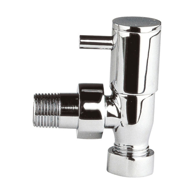 [BHRV310] Balterley Contemporary Angled Round Radiator Valves with Decorative Pipes - Chrome - Cutout