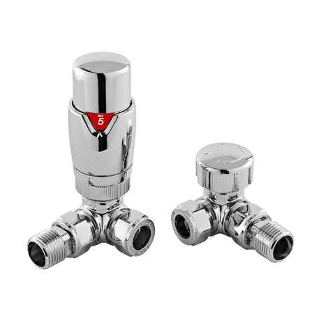 [BHRV317] Balterley Contemporary Luxury Corner Thermostatic Radiator Valves (Pairs) - Chrome - Cutout