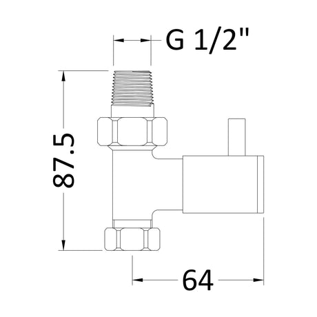 [BHRV320] Balterley Contemporary Straight Round Radiator Valves with Concealing Plates (Pairs) - Chrome - Technical Drawing