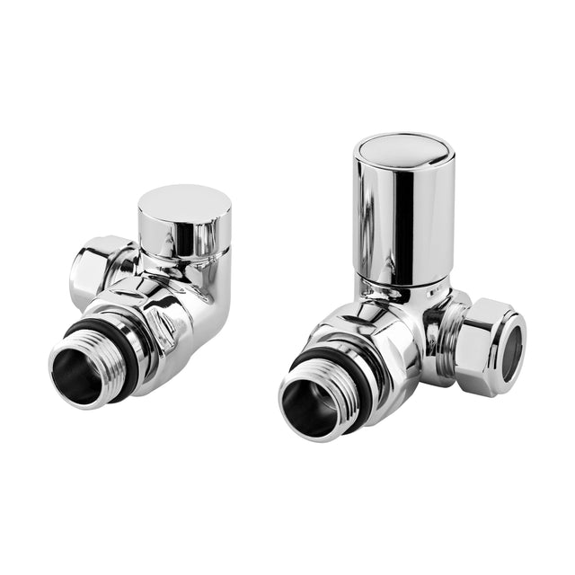 [BHRV321] Balterley Contemporary Corner Minimalist Round Radiator Valves (Pairs) - Chrome - Cutout