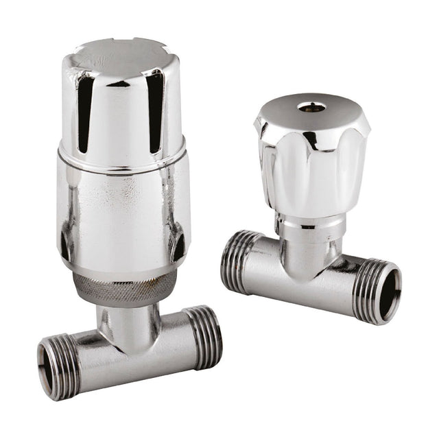 [BHRV325] Balterley Contemporary Straight Thermostatic Radiator Valves (Pairs) - Chrome - Cutout