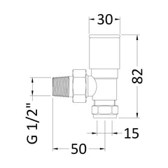 [BHRV902] Modern Radiator Valves (Angled) - Technical Drawing