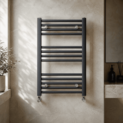[BHSL103] Harlaston Contemporary Heated Vertical Towel Rail Radiator with Straight Rails, Anthracite, Choice of Size
