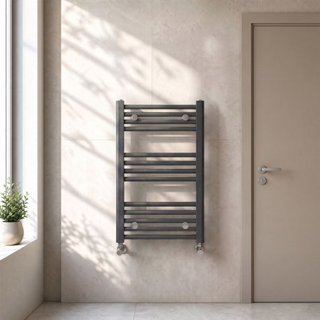 [BHSL103] Harlaston Contemporary Heated Vertical Towel Rail Radiator with Straight Rails, Anthracite, Choice of Size - Silo