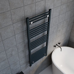 [BHSL105] Balterley Contemporary Heated Vertical Towel Rail with Straight Rails, 1672 BTU, 1150mm x 500mm Bathroom Radiator - Anthracite - Lifestyle 2