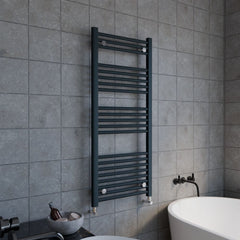 [BHSL105] Balterley Contemporary Heated Vertical Towel Rail with Straight Rails, 1672 BTU, 1150mm x 500mm Bathroom Radiator - Anthracite - Lifestyle 3
