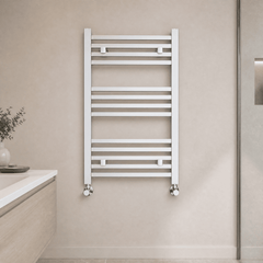 [BHSL108] Harlaston Contemporary Heated Vertical Towel Ladder Rail with Square Rails, Chrome, Choice of Size