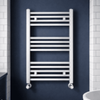[BHSL108] Harlaston Contemporary Heated Vertical Towel Ladder Rail with Square Rails, Chrome, Choice of Size - Silo