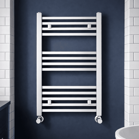 [BHSL108] Harlaston Contemporary Heated Vertical Towel Ladder Rail with Square Rails, Chrome, Choice of Size - Silo
