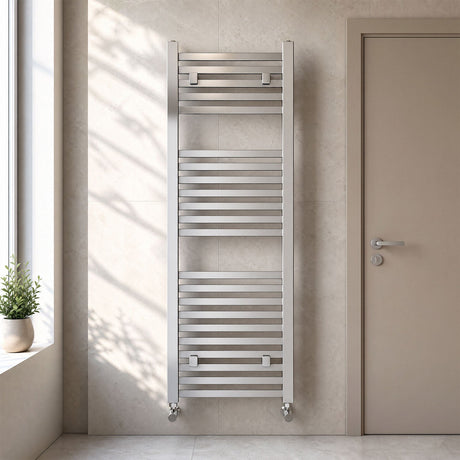 [BHSL109] Harlaston Contemporary Heated Vertical Towel Ladder Rail with Square Rails, Chrome, Choice of Size - Silo