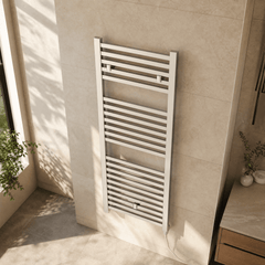 [BHSL151] Electric Vertical Square Towel Rail with 22 Rails - 1110mm x 500mm - 300 Watt - Chrome - Lifestyle 2