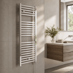 [BHSL151] Electric Vertical Square Towel Rail with 22 Rails - 1110mm x 500mm - 300 Watt - Chrome - Lifestyle 3