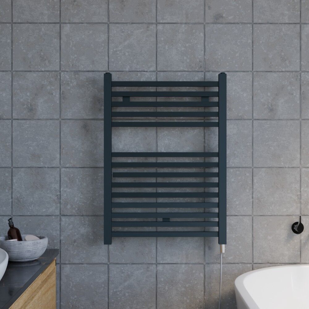 [BHSL152] Electric Vertical Square Towel Rail with 14 Rails - 690mm x 500mm - 300 Watt - Anthracite - Lifestyle 1