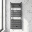 [BHSL153] Electric Vertical Square Towel Rail with 22 Rails - 1110mm x 500mm - 500 Watt - Anthracite - Silo