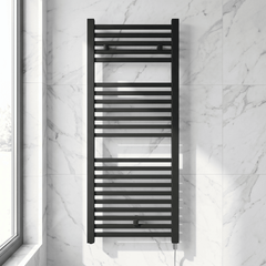 [BHSL153] Electric Vertical Square Towel Rail with 22 Rails - 1110mm x 500mm - 500 Watt - Anthracite - Silo