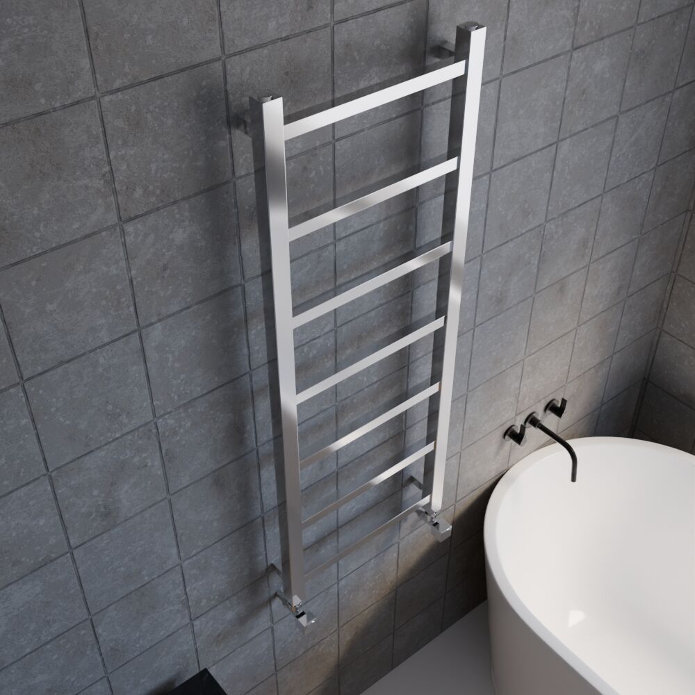 [BHSL375] Contemporary Wall Mounted Heated Towel Rail with Square Rails, Choice of Size - Lifestyle 2