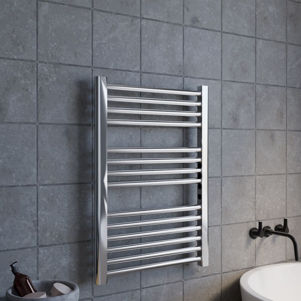 [BHSL381] Heated Vertical Towel Rail with Straight Rails - 679 BTU - 700mm x 500mm - Chrome - Lifestyle 3