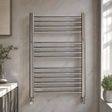 [BHSL381] Contemporary Heated Vertical Towel Rail with Straight Rails, Choice of Size - Silo