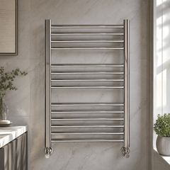 [BHSL381] Contemporary Heated Vertical Towel Rail with Straight Rails, Choice of Size - Silo
