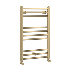 [BHSL803] Straight Towel Radiator with Round Rails 800mm x 500mm, Brushed Brass - Cutout