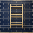 [BHSL803] Straight Towel Radiator with Round Rails 800mm x 500mm, Brushed Brass - Silo