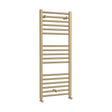 [BHSL805] Straight Towel Radiator with Round Rails 1200mm x 500mm, Brushed Brass - Cutout