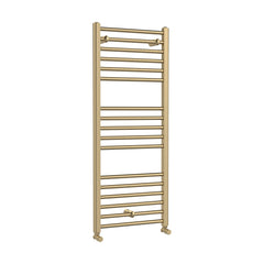 [BHSL805] Straight Towel Radiator with Round Rails 1200mm x 500mm, Brushed Brass - Cutout