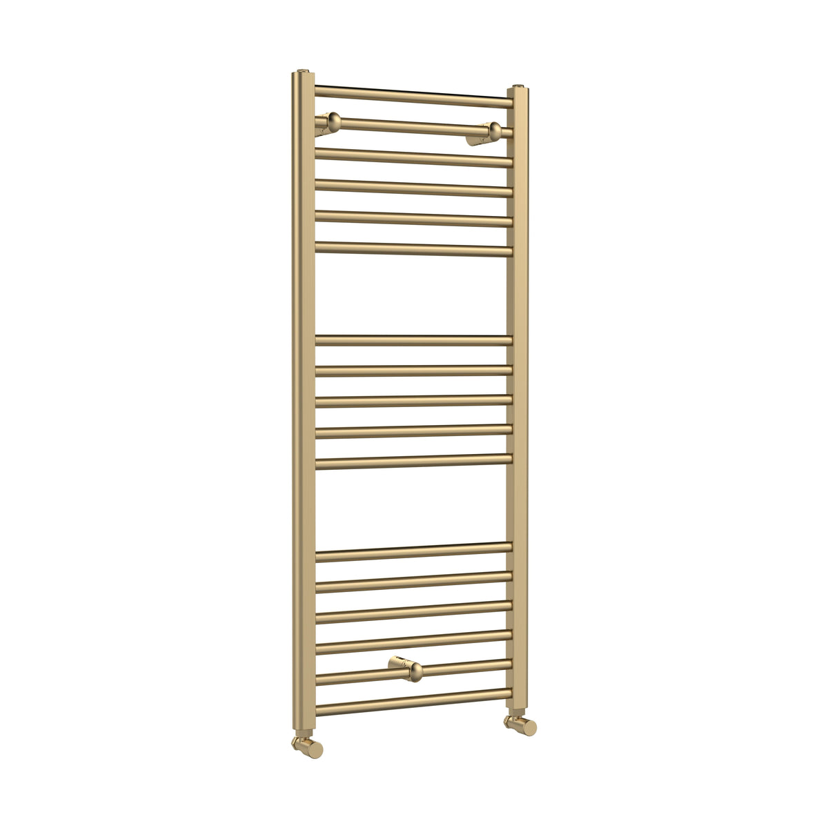 [BHSL805] Straight Towel Radiator with Round Rails, Brushed Brass - Choice of Size - Cutout