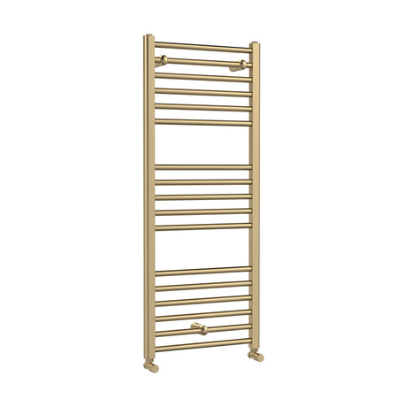 [BHSL805] Straight Towel Radiator with Round Rails, Brushed Brass - Choice of Size - Cutout
