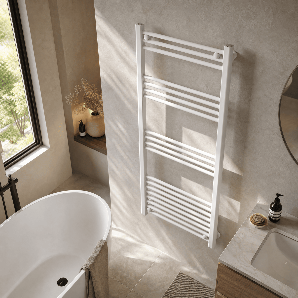 [BHSL95012] Balterley Straight Towel Radiator - Choice of Size and Colour - Lifestyle 2