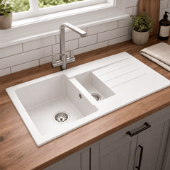 [BKS11050SH] 100cm Composite Inset Kitchen Sink with Overflow & Drainer - Available in Multiple Colours - Lifestyle 2