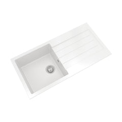 [BKS11050S] 100cm Composite Inset Kitchen Sink with Overflow & Drainer - Available in Multiple Colours - Cutout