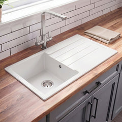 [BKS11050S] 100cm Composite Inset Kitchen Sink with Overflow & Drainer - Available in Multiple Colours - Lifestyle 1