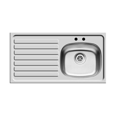 [BKS127201] Contemporary Left Hand Stainless Steel Kitchen Sink, 940 x 490mm - Cutout