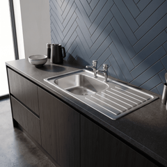 [BKS127301] Right Hand 2 Tap Hole Stainless Steel Kitchen Sink, 940 x 490mm - Lifestyle 1