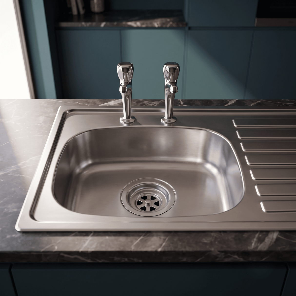 [BKS127301] Right Hand 2 Tap Hole Stainless Steel Kitchen Sink, 940 x 490mm - Lifestyle 2