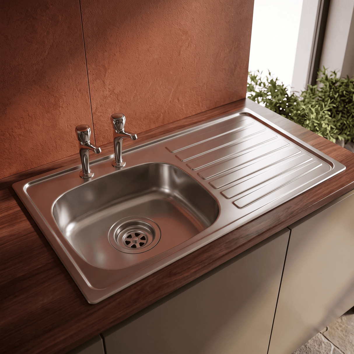 [BKS127301] Right Hand 2 Tap Hole Stainless Steel Kitchen Sink, 940 x 490mm - Lifestyle 3