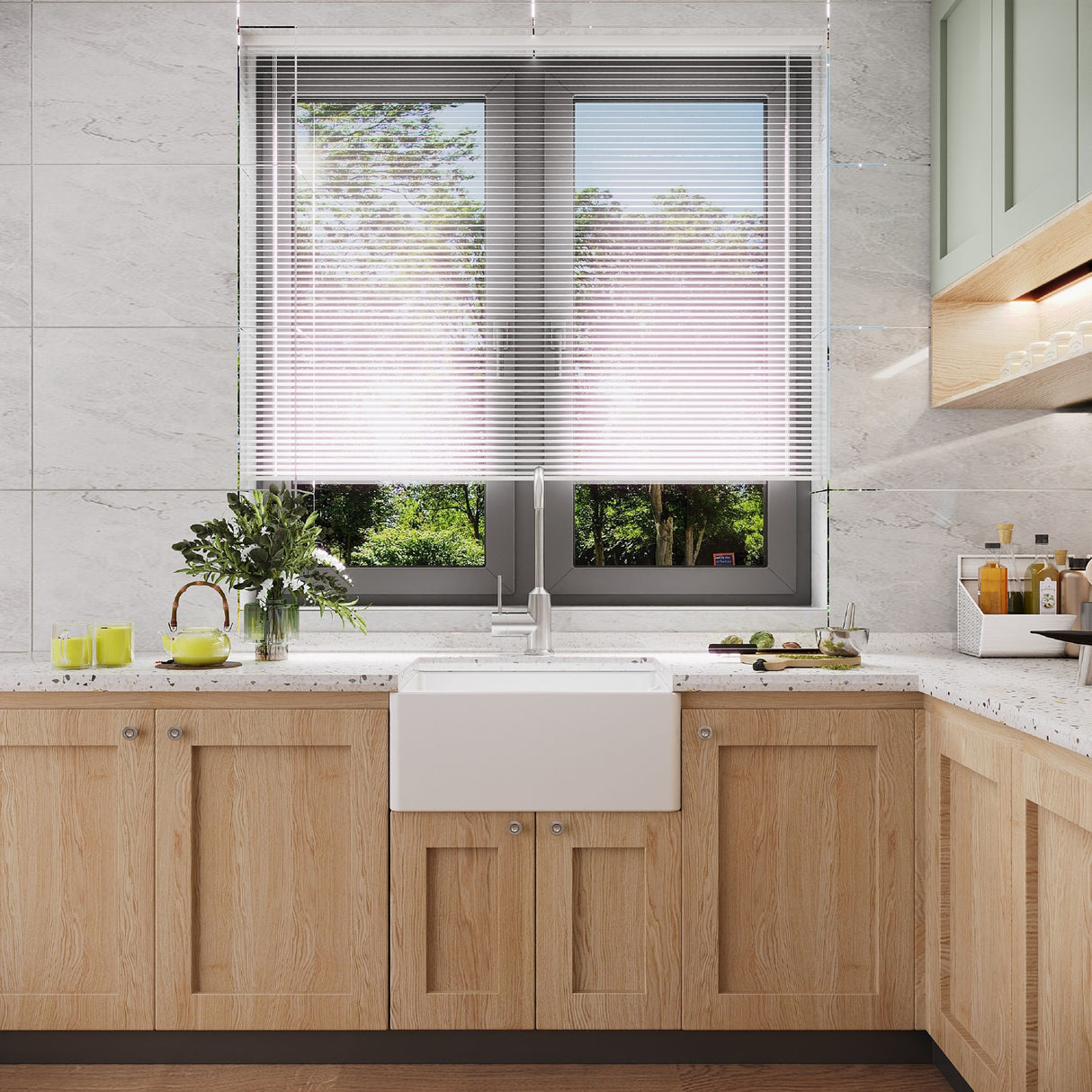 [BKS201] Single Bowl Fireclay Ceramic Butler Kitchen Sink - 595mm - Multiple Colours - Lifestyle 1