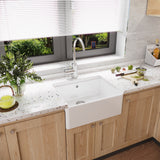 Single Bowl Fireclay Ceramic Butler Kitchen Sink with Overflow & Waste