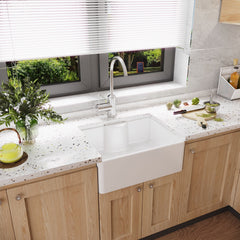 [BKS203] Single Bowl Fireclay Ceramic Butler Kitchen Sink - Variety of Sizes and Features Available - Lifestyle 3
