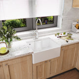 Single Bowl Fireclay Ceramic Butler Kitchen Sink with Ledge , Overflow & Waste