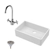[BKS206WT2] Single Bowl Fireclay Ceramic Butler Kitchen Sink Bundle with Mono Sink Mixer Tap & Waste - Cutout