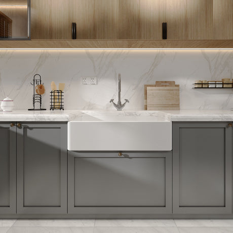 [BKS206] Single Bowl Fireclay Ceramic Butler Kitchen Sink with No Overflow & No Tap Hole - 795mm - Lifestyle 1