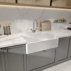 [BKS206] Single Bowl Fireclay Ceramic Butler Kitchen Sink with No Overflow & No Tap Hole - 795mm - Lifestyle 3