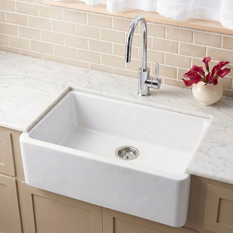[BKS206] Single Bowl Fireclay Ceramic Butler Kitchen Sink with No Overflow & No Tap Hole - 795mm - Silo