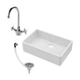 [BKS207WT2] Single Bowl Fireclay Ceramic Butler Kitchen Sink Bundle inc Mixer Tap, Overflow & Waste - Cutout