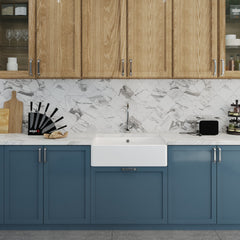 [BKS207WT2] Single Bowl Fireclay Ceramic Butler Kitchen Sink Bundle inc Mixer Tap, Overflow & Waste - Lifestyle 1