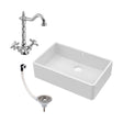 [BKS207WT4] Single Bowl Fireclay Butler Kitchen Sink Bundle inc French Classic Tap & Overflow - Cutout